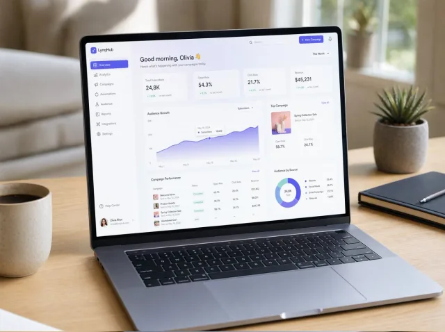 笔记本上的 SaaS 界面样机，EvoLink 收录的原始作品